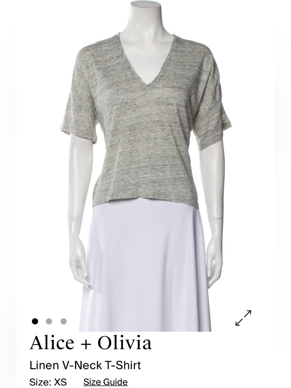 Alice + Olivia Light Heather Gray V-Neck Linen Tee